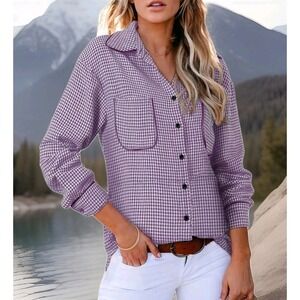 Stylish Women's Loose Long Sleeve Front Button Closure Shacket‎ SZ: SMALL NWOT
